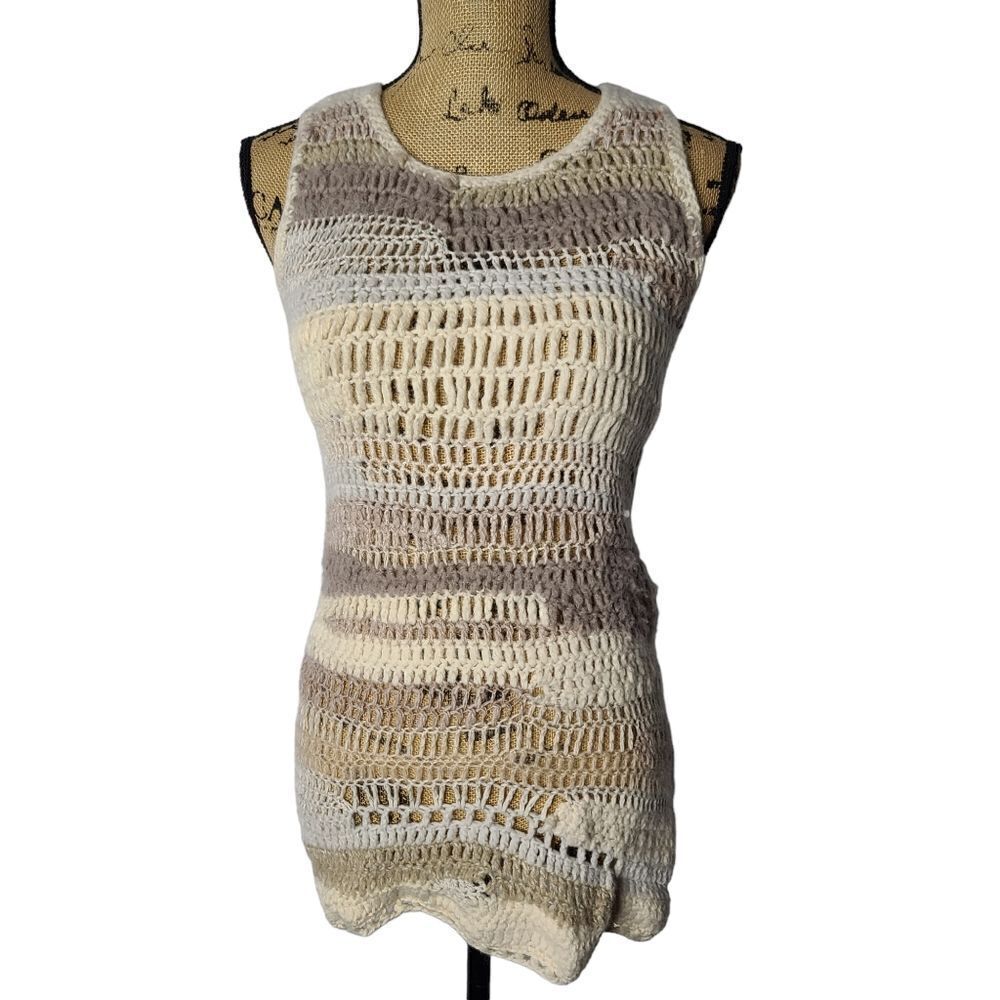 Anthropologie Altiplano Crochet Tunic Beige Earth Tones Festival Boho Small